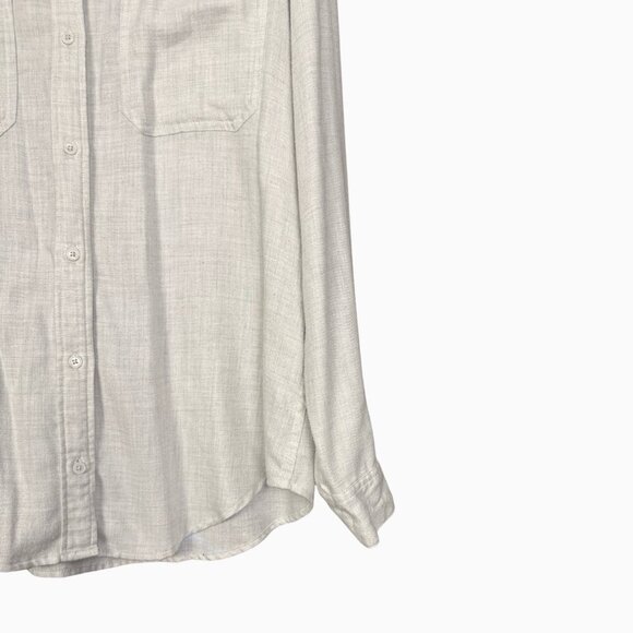Banana Republic Boyfriend Shirt Medium Long Sleeve Button Up Soft Gray Rayon - Picture 5 of 7